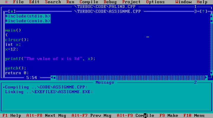 Turbo C++ running in DOS